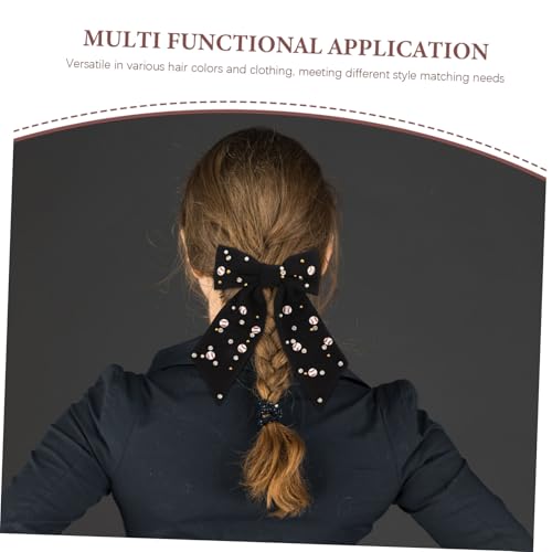 DECORNIJIA Dekorative Haarkarte Haarspangen mit Strass dekorative Haarspangen für Damen Haarschmuck aus Strass Schleifen für Mädchen Haarschleifen für Kleinkinder Stoff Schwarz von DECORNIJIA