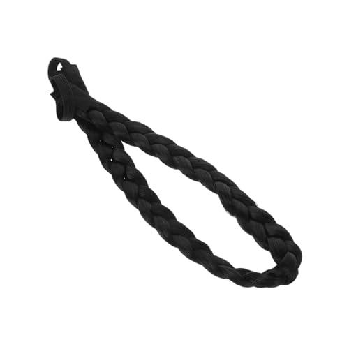 DECORNIJIA Elastisches Geflochtenes Haarband Damen Breit Synthetisches Haar Stirnband Verstellbar Langlebig Natürlicher Look Modisches Beauty Accessoire für Mädchen und Frauen Schwarz von DECORNIJIA