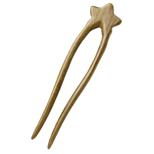 DECORNIJIA Eleganter U Förmiger Haarnadel Holz Haarstab mit Stern Akzenten Sanftes Gleiten Haarschäden Vielseitig für Dutt und Chignon Französischer Pin Stil für Damen Geeignet für Party und von DECORNIJIA