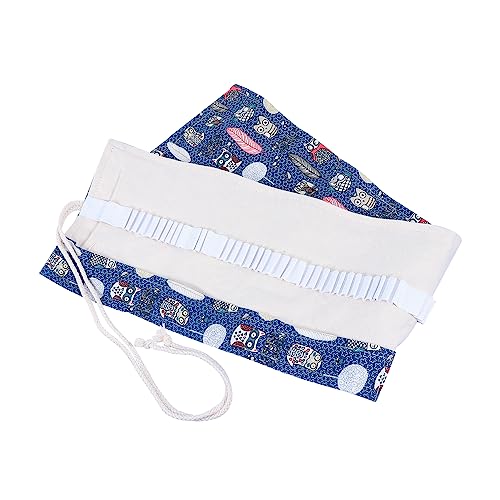DECORNIJIA 72löcher Owl Pattern Canvas Pencil Bag Handgemachte Bleistiftrolle Mit Fächern Strapazierfähiger Und Praktischer Federmäppchen Für Schüler Zum Organisieren Von Stiften Und von DECORNIJIA