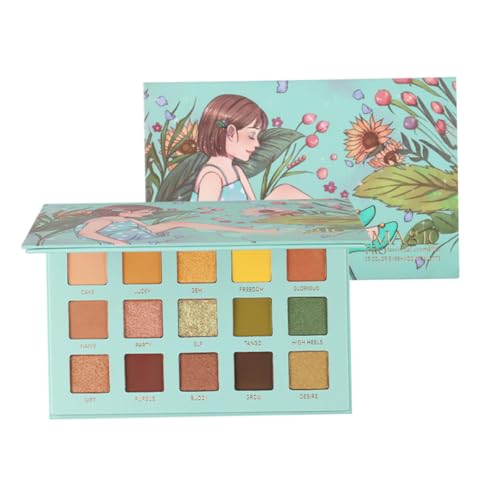 DECORNIJIA Farben Lidschattenpalette Pearly Tragbar Kompakt Hochpigmentiert Makeup Zubehör für Frauen Mädchen Anfänger Grün von DECORNIJIA
