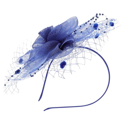 DECORNIJIA Fascinator Damen Netzstoff Haarreif Elegant für Hochzeit Party Teeparty Blau Klassisch Verführerisch Modisch Geeignet für Festliche Anlässe und Bühnenauftritte von DECORNIJIA