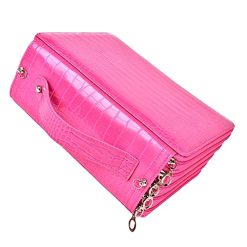 DECORNIJIA Multifunktionale Stiftetasche Große Kapazität Für Künstlerbedarf Tragbar Für Schüler Und Lehrer Robuste Pu Konstruktion Auffälligem Rosarot von DECORNIJIA