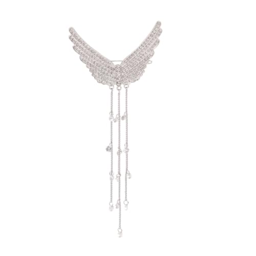 DECORNIJIA Fein Verzierter Tassel Haarklammer mit Engelsflügel design Silberner Haarschmuck für Frauen Schonender Haarclip für Haartypen Langlebig und Modisch für Festliche Anlässe und DECORNIJIA Fein Verzierter Tassel Haarklammer mit Engelsflügel design Silberner Haarschmuck für Frauen Schonender Haarclip für Haartypen Langlebig und Modisch für Festliche Anlässe und von DECORNIJIA