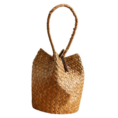 DECORNIJIA Geflochtene Damenhandtasche aus Seegras Robuste Souvenir Geschenktasche mit Rustikalem Design Tragetasche für Strand Fotografie Dating und Festivals von DECORNIJIA