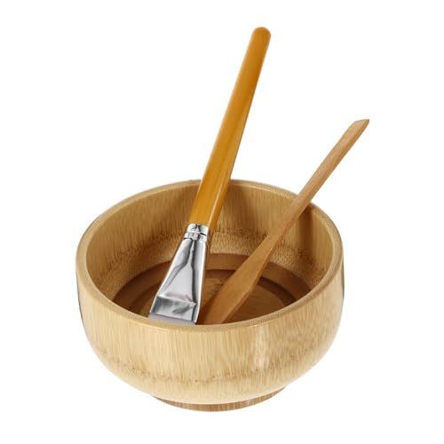 DECORNIJIA Gesichtsmaske Rührschüssel Set Teilig Bambus Schale Spatel Pinsel Sanftes Auftragen DIY Maskenwerkzeug Wiederverwendbar Leicht Praktisch für Zuhause und Unterwegs von DECORNIJIA