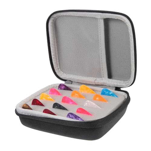 DECORNIJIA Gitarren Plektrum Aufbewahrungsbox mit Gitarrenpicks Praktischer Pickhalter Leichter und Kompakter Gitarrenzubehör Organizer Schwarzes Etui Geeignet für Musiker Zufällige Farbe von DECORNIJIA