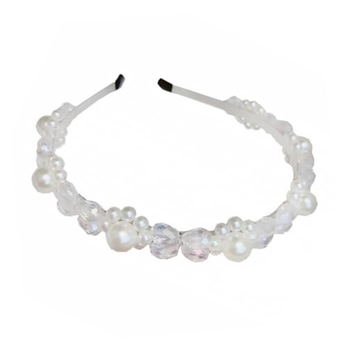 DECORNIJIA Glänzender Haarreif Damen Haarschmuck Mädchen Leichtes Langlebiges Schlichtes Stirnband für Hochzeit Party Alltag Eleganter Kopfschmuck mit Funkelnden Perlen Vielseitig Einsetzbar von DECORNIJIA