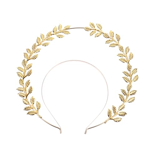 DECORNIJIA Goldener Retro Haarreif mit Doppelter Lage Handgefertigtes Haarband mit Blätterdesign Eleganter Haarschmuck für Hochzeit Party und Festliche Anlässe Modisches Stirnband für Damen von DECORNIJIA