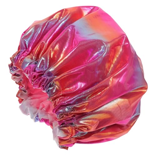 DECORNIJIA Große Doppellagige Wasserdichte Duschhaube für Damen mit Elastischem Wiederverwendbar Geeignet für Langes Haar Atmungsaktiv Schützend und Langlebig für Bad und Dusche von DECORNIJIA