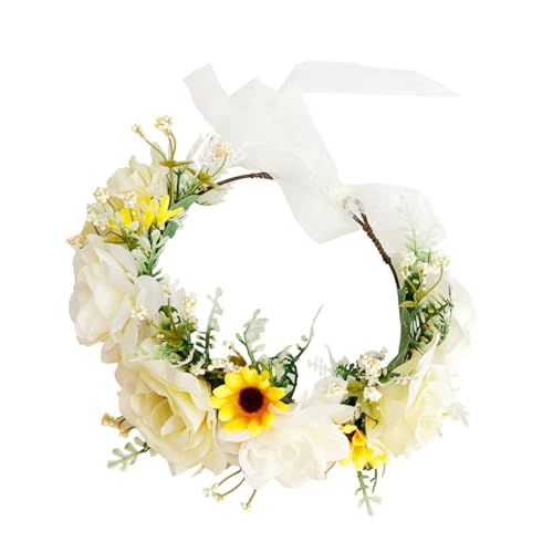 DECORNIJIA Große Rosenblüten Haarkranz Blumenkrone Stirnband Braut Schmuck Hochzeit Accessoire Brautjungfer Festliches Haarband Elegant und Bequem für Damen Mädchen von DECORNIJIA