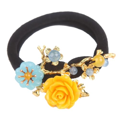 DECORNIJIA Vintage Haargummi mit Achat Perlen für Damen Pferdeschwanzhalter Retro Haarseile für von DECORNIJIA