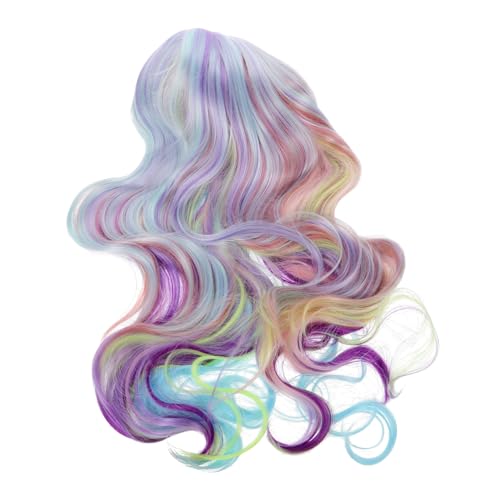 DECORNIJIA Halloween Perücke Damen Lang Wellige Lockige Farbverlauf Wig für Festival Karneval Ball Party Regenbogen Ombre Kostüm Haarteil mit Netz für Halloween Makeup und Rollenspiele von DECORNIJIA