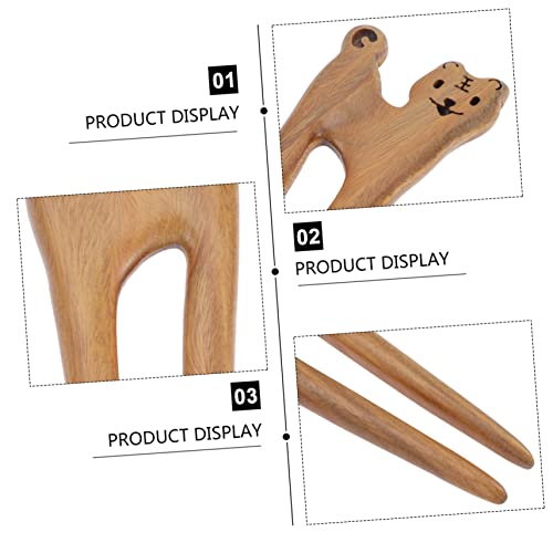 DECORNIJIA Handgefertigte Grüne Sandelholz Haarnadel Doppelgabel Retro Haarforke für Damen Einfaches Design Robustes Holz Glänzende Oberfläche zum Fixieren und Stylen von Dutts von DECORNIJIA