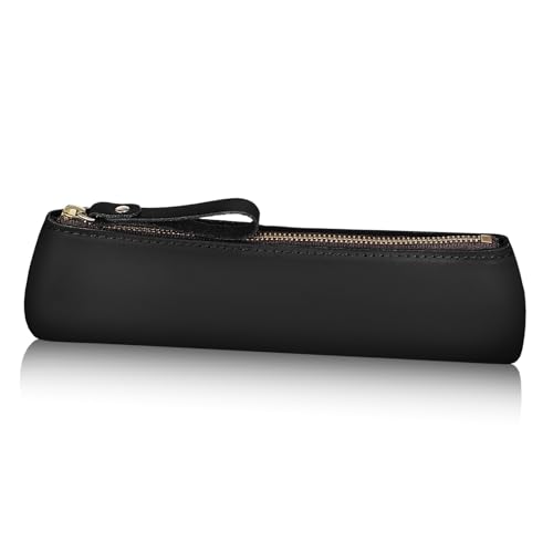 DECORNIJIA Federmäppchen Leder Schmal Mit Reißverschluss Stiftetasche Aus Leder Für Stifte Und Schreibwaren Organizer Tragbar Für Reise Und Alltag von DECORNIJIA