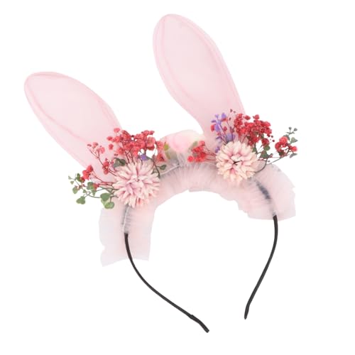 DECORNIJIA Kaninchenohren Haarband Mit Blume Stirnband Hasen Ohr Kopfschmuck Party Ostern Haar Zubehör Formstabil Leicht von DECORNIJIA