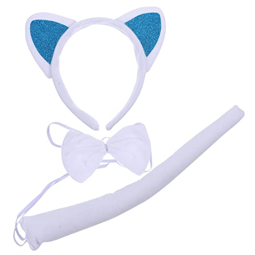 DECORNIJIA Katzenohren Haarreif mit Schleife und Weiches Cosplay Zubehör für Tier party Bühnenauftritt und Fotorequisite Leichtes Komfortables Katzenkostüm Accessoire von DECORNIJIA