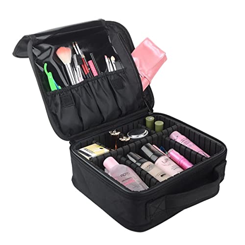 DECORNIJIA Professionelle Tragbare Kosmetiktasche Mit Verstellbaren Trennwänden s Schwarz Wasserdichtes Makeup-Organizer Für Reisen Lippenstift Pinsel Und Pflegeprodukte von DECORNIJIA