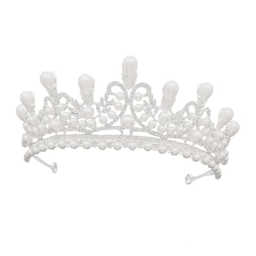 DECORNIJIA Kronenkopfschmuck Mit Perlen Und Strass Glänzendes Design Für Damen Brautkopfschmuck Kopfbedeckung Für Hochzeiten Und Partys Perlenkrone in Silber DECORNIJIA Kronenkopfschmuck Mit Perlen Und Strass Glänzendes Design Für Damen Brautkopfschmuck Kopfbedeckung Für Hochzeiten Und Partys Perlenkrone in Silber von DECORNIJIA