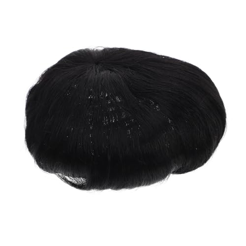 DECORNIJIA Herren Kurzhaar Perücke Aus Echthaar Natürlicher Schwarzer Topper Für Männer Leicht Und Atmungsaktiv Für Täglichen Gebrauch Und Besondere Anlässe Einfach Anzuwenden von DECORNIJIA