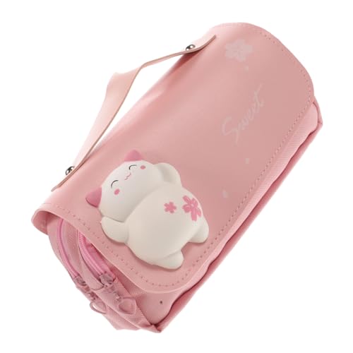 DECORNIJIA Mäppchen schultüte Schulranzen zeichenbleistifte schulrrucksack stifte aufbewahrung stiftbox Plüsch Make-up-Pinseletui Stifttasche Stiftetui zum Stressabbau Segeltuch Rosa von DECORNIJIA