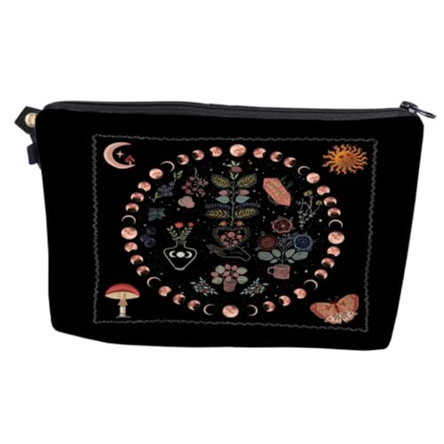 DECORNIJIA Mondphasen Blumen Kosmetiktasche Damen Tragbarer Kulturbeutel mit Reißverschluss Praktische Make Up und Reise Toiletry Bag für Unterwegs Modisches Design Vielseitig für Reisen und DECORNIJIA Mondphasen Blumen Kosmetiktasche Damen Tragbarer Kulturbeutel mit Reißverschluss Praktische Make Up und Reise Toiletry Bag für Unterwegs Modisches Design Vielseitig für Reisen und von DECORNIJIA
