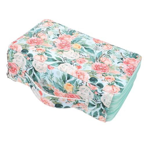 DECORNIJIA Multilayer Stifteetui mit Henkel Fächer Federmäppchen mit Großem Fassungsvermögen Robustes Federmäppchen für Schule und Studium Grün rosafarben Langlebig und Praktisch von DECORNIJIA