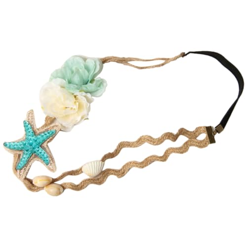 DECORNIJIA Muscheldekor Stirnband mit Perlen Modisches Haaraccessoire für Damen Elastisch und Bequem Geeignet für Strandurlaub Boho partys Hochzeiten Festival und Cosplay von DECORNIJIA