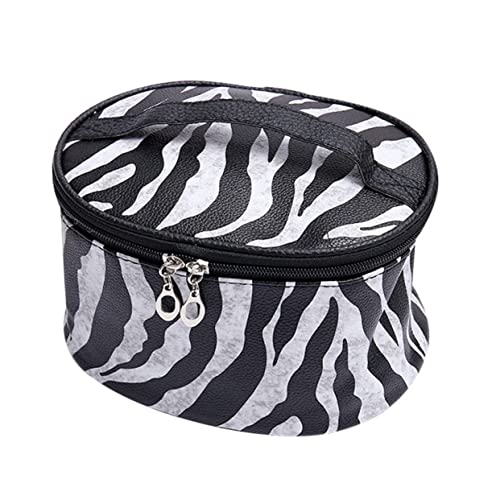 DECORNIJIA PU Kosmetiktasche mit Zebramuster Wasserabweisend Handlich mit Tragegriff Reise kulturbeutel für Make up Toilettenartikel Waschutensilien Geeignet für Damen Mädchen Männer von DECORNIJIA