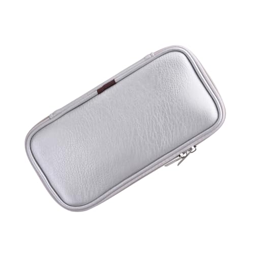DECORNIJIA PU Leder Kosmetiktasche mit Reißverschluss Leichter Kompakter Make Up Pinselhalter für Damen Langlebiger Reise Kosmetik Organizer in Silber Geräumig und Tragbar für Pinsel und von DECORNIJIA
