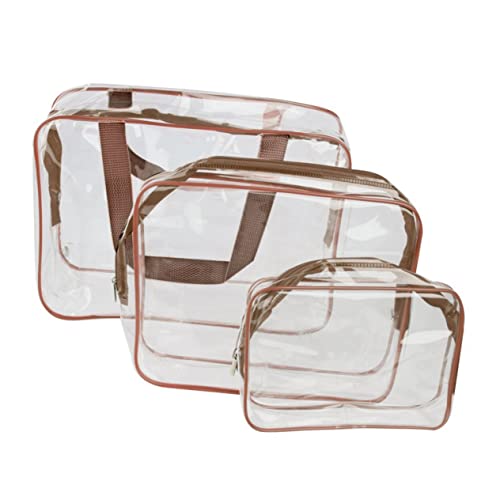 DECORNIJIA PVC Transparent Kosmetiktasche Multifunktionale wasserdichte Organizer-Tasche Für Reisen Sport Und Zuhause Braun von DECORNIJIA