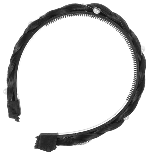 DECORNIJIA Perlen Haarband Damen Fischgrät Geflochtenes Stirnband Elegant Süß Komfortabel Alltag Party Schmuck Accessoire Natürliches Schwarz von DECORNIJIA