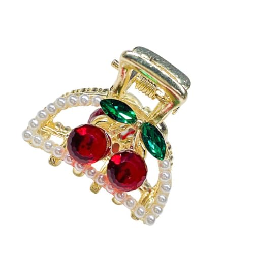 DECORNIJIA Perlen Haarklammer mit Kirsch Design Kleine Rutschfeste Haarkralle für Damen und Mädchen Eleganter Haarschmuck für Party und Alltag Stilvolle Haarspange für Feines und Mittleres von DECORNIJIA