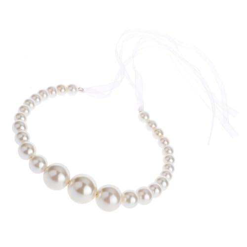 DECORNIJIA Perlen Haarreif Weiß mit Zartem Garnband Eleganter Braut Haarschmuck für Frauen und Mädchen Geeignet für Hochzeit Party Geburtstag und Festliche Anlässe von DECORNIJIA