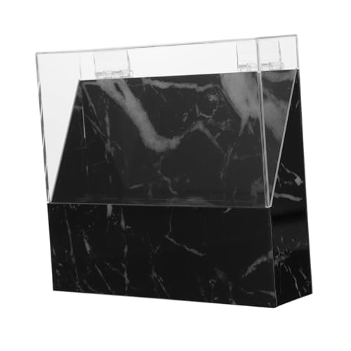 DECORNIJIA Pinzettenhalter mit Deckel Langlebiger Acryl Organizer für Wimpernverlängerung Platzsparend Tragbar Geeignet für Beauty Salon und Schminktisch Schwarz marmoriert von DECORNIJIA