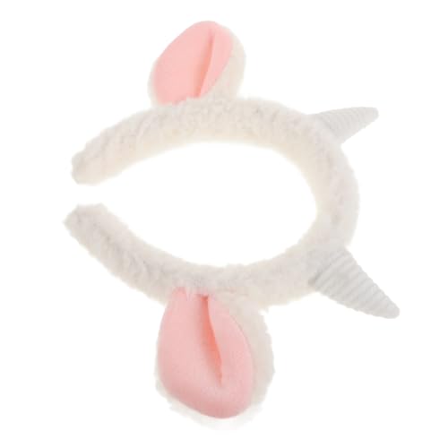 DECORNIJIA Plüsch Schafohren Haarreif Weicher Tier Haarreif Ohren Haarband Verstellbar Stabiler Sitz für Damen Partys Cosplay Vielseitiges Accessoire Weiß von DECORNIJIA