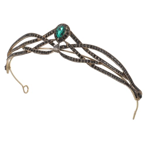 DECORNIJIA Retro Barock Krone Damen Hochzeit Kopfschmuck mit Grünen Kristallen Diadem für Halloween Party Fotografie Braut Accessoire von DECORNIJIA