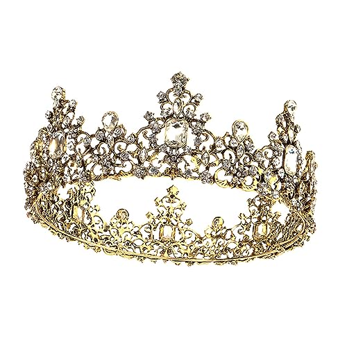 DECORNIJIA Barocke Runde Krone Für Frauen Vintage Königin Tiara Mit Strasssteine Haarband Für Brauthochzeit Geburtstagsfeier Jubiläum Kostümparty von DECORNIJIA
