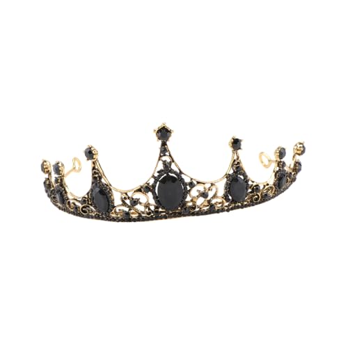 DECORNIJIA Schwarze Barock Tiara mit und Strass Leichte Legierungskrone für Braut Haarschmuck Diadem für Hochzeit Party Festzug und Besondere Anlässe von DECORNIJIA