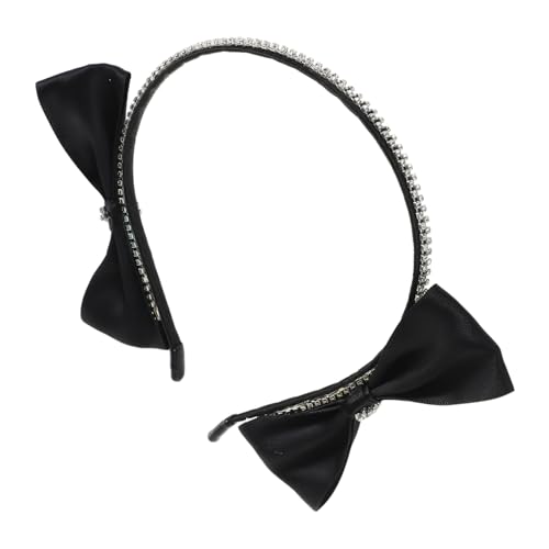 DECORNIJIA Schwarzes Haarschmuck Stirnband mit Großem Schleifen Design und Funkelnden Strasssteinen Leichter Ergonomischer Haarreif für Damen und Mädchen Komfortabel für Alltag Party und von DECORNIJIA
