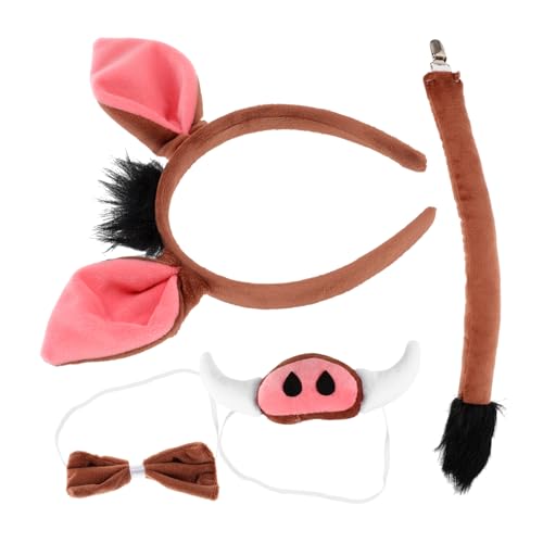 DECORNIJIA Schweine Kostüm Set Cosplay Tier Verkleidung mit Pig Ohr Haarreif Schleife und Schweinenase für Karneval Party Bühnenauftritt von DECORNIJIA