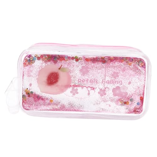 DECORNIJIA Shiny PVC Pen Bag Quicksand Design Große Kapazität Transparente Federmappe mit Reißverschluss und Tragegriff für Schule Reise und Aufbewahrung von DECORNIJIA