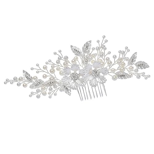 DECORNIJIA Silberner Brautschmuck Haarkamm Mit Künstlichen Perlen Und Strass Für Hochzeiten Partys Und Besondere Anlässe Elegante Haaraccessoires Für Bräute Und Brautjungfern von DECORNIJIA