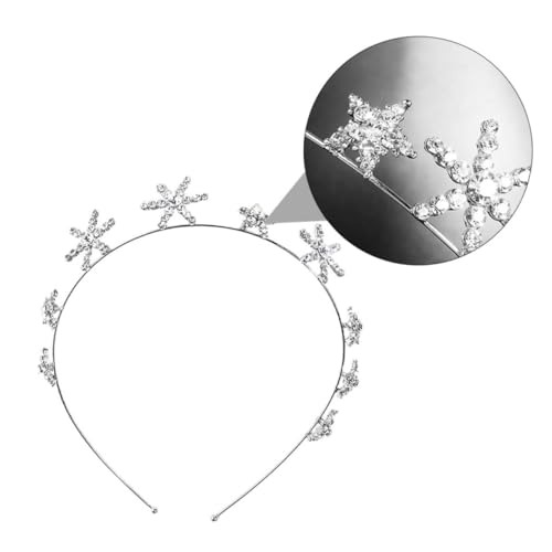 DECORNIJIA Silberner Haarschmuck mit Sechszackigem Stern Strass Hochzeit Tiara Leichter Braut Kopfschmuck Eleganter Haarreif für Damen Passend für Glänzende Krone für Festliche Anlässe von DECORNIJIA