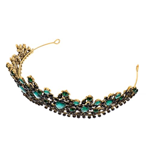 DECORNIJIA Tiara Crown mit Kristallen in Antikem Gold und Grün Eleganter Brautschmuck für Hochzeit Geburtstag Party und Festliche Anlässe Komfortabel und Funkelnd Vintage Diadem für Damen von DECORNIJIA