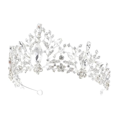 DECORNIJIA Tiara Haarschmuck mit Strasskristallen Silberne Braut Krone für Hochzeiten Partys und Schönheitswettbewerbe Modisches Diadem für Damen Langlebige und Stilvolle Haar deko von DECORNIJIA