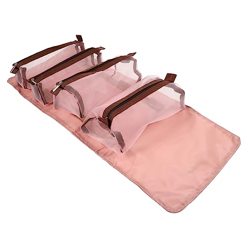 DECORNIJIA Tragbare Kosmetiktasche Aufrollbare Make Up Tasche für Damen Großer Kulturbeutel mit 4 Fächern Transparente Reise Organizer für Toilettenartikel Kosmetik Aufbewahrungstasche von DECORNIJIA