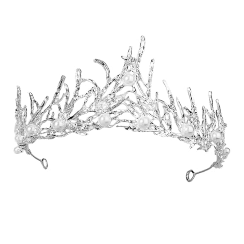DECORNIJIA Vintage Barock Zweig Kronen Haarschmuck Braut Tiara Elegantes Design für Hochzeit Brautfest Festliche Anlässe Silber von DECORNIJIA