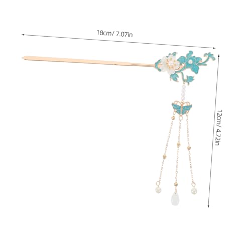 DECORNIJIA Vintage Haarnadeln Handgemacht Chinesische Haar-accessoires Metall-blumennadeln Mit Quasten-design Für Frauen Und Mädchen Blau Retro Haarstab Japanische Haargabel Französische von DECORNIJIA