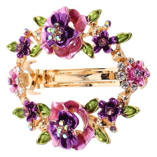 DECORNIJIA Vintage Haarschmuck Damen Handbemalte Blüten Haarspangen mit Strass Metall Haarklammern für Stilvolle Hochsteckfrisuren Robuste Dekorative Clips für Buns und Pferdeschwanz von DECORNIJIA